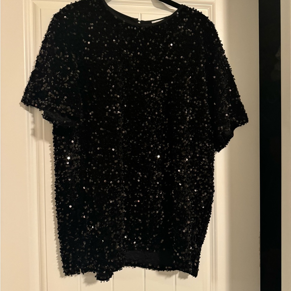 Skinny Girl Sequin Black Top